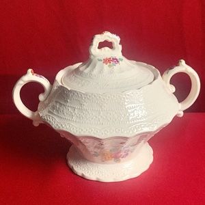 Spode Sugar Bowl & Lid Ann Hathaway Print on Jewel Pattern.  Sugar Bowl by Spode